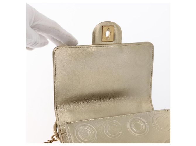 CHANEL Chain Shoulder Bag Lamb Skin Gold CC Auth 157390SAV Golden - view 19
