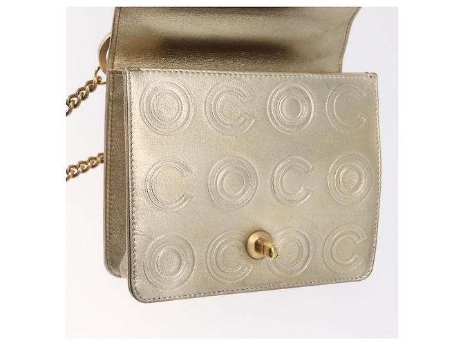 CHANEL Chain Shoulder Bag Lamb Skin Gold CC Auth 157390SAV Golden - view 20