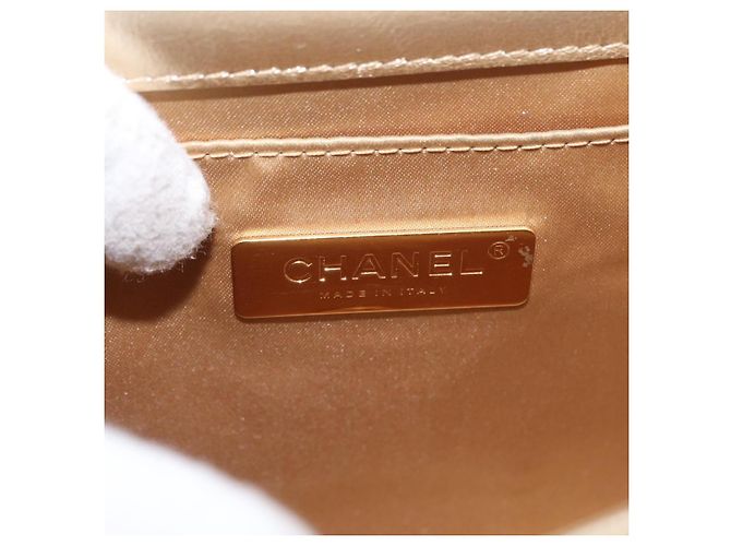 CHANEL Chain Shoulder Bag Lamb Skin Gold CC Auth 157390SAV Golden - view 22