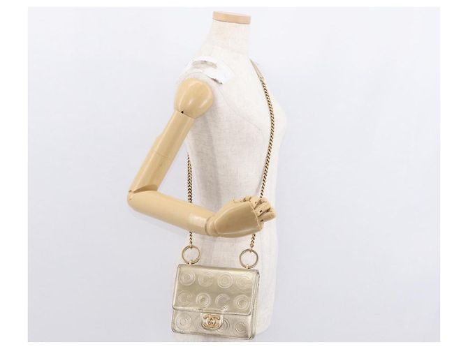 CHANEL Chain Shoulder Bag Lamb Skin Gold CC Auth 157390SAV Golden - view 26