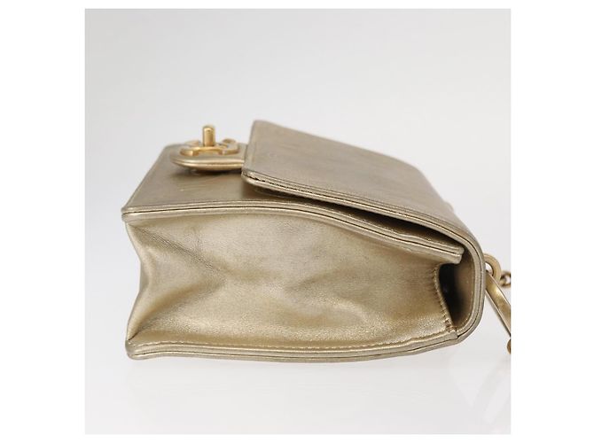 CHANEL Chain Shoulder Bag Lamb Skin Gold CC Auth 157390SAV Golden - view 3