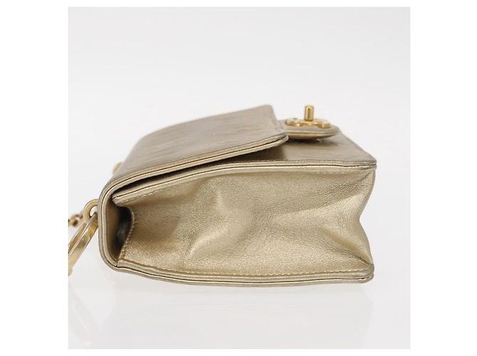 CHANEL Chain Shoulder Bag Lamb Skin Gold CC Auth 157390SAV Golden - view 4