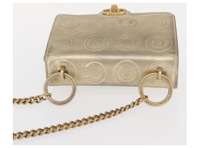 CHANEL Chain Shoulder Bag Lamb Skin Gold CC Auth 157390SAV Golden - view 6