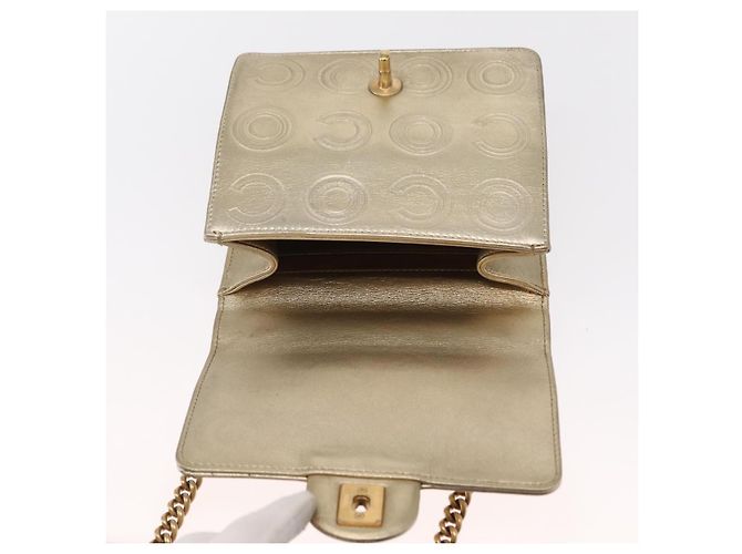 CHANEL Chain Shoulder Bag Lamb Skin Gold CC Auth 157390SAV Golden - view 9