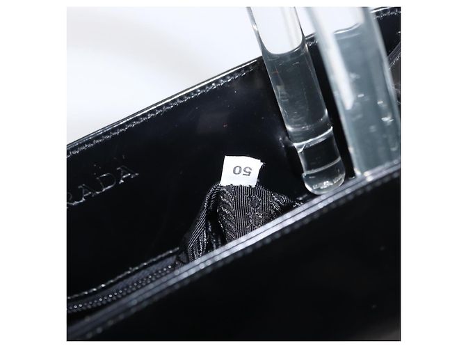 PRADA Borsa a Mano Smalto Nero Auth 156803 - vista 12