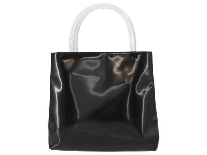 PRADA Borsa a Mano Smalto Nero Auth 156803 - vista 13