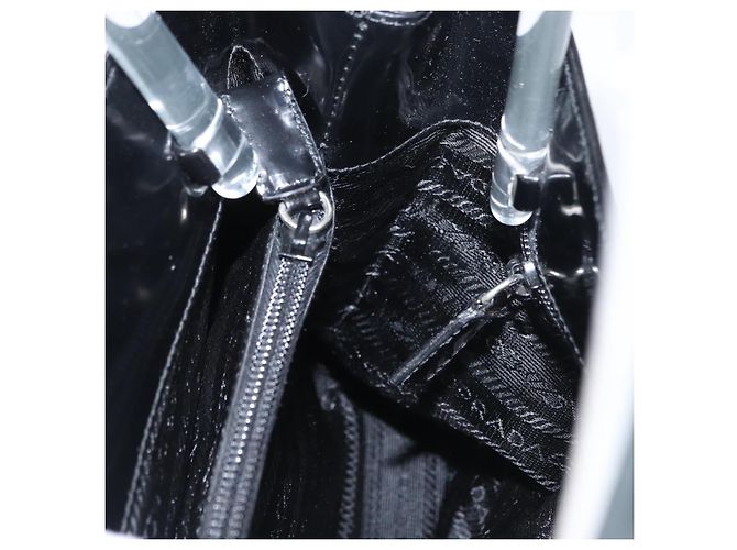 PRADA Borsa a Mano Smalto Nero Auth 156803 - vista 18
