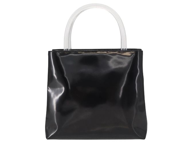 PRADA Borsa a Mano Smalto Nero Auth 156803 - vista 2