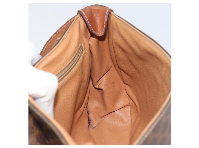 Céline Borsa a spalla in tela Macadam CELINE in pelle PVC marrone e oro Auth fm4980 D'oro - vista 19