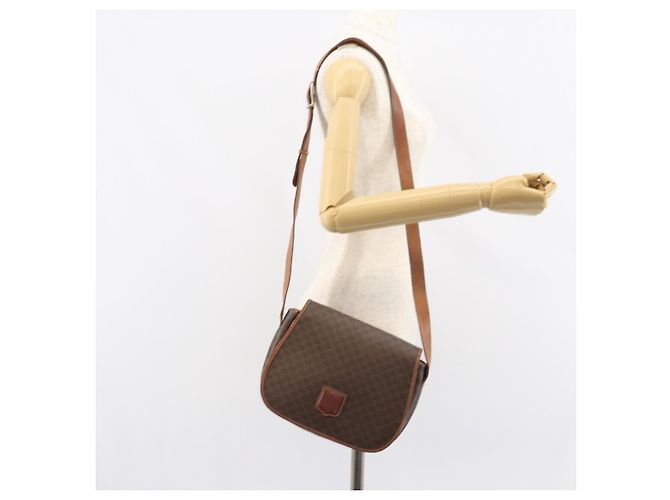 Céline Borsa a spalla in tela Macadam CELINE in pelle PVC marrone e oro Auth fm4980 D'oro - vista 22
