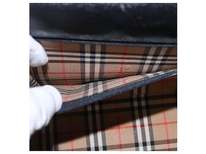 Autre Marque Borsa a mano Burberrys in pelle nera e argento Auth ep12447 Nero - vista 12
