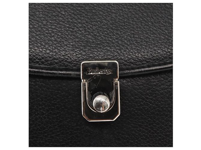 Autre Marque Borsa a mano Burberrys in pelle nera e argento Auth ep12447 Nero - vista 17