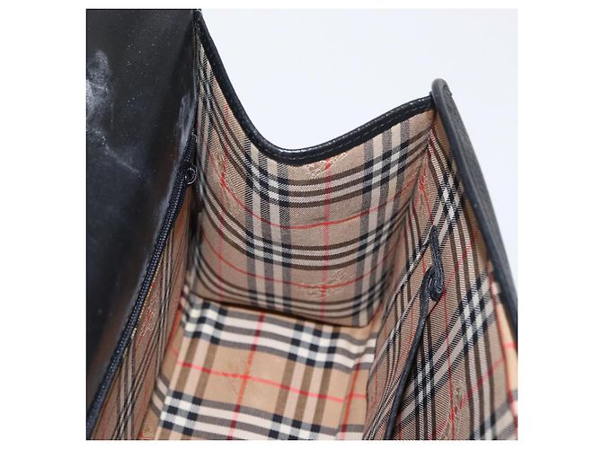 Autre Marque Borsa a mano Burberrys in pelle nera e argento Auth ep12447 Nero - vista 18