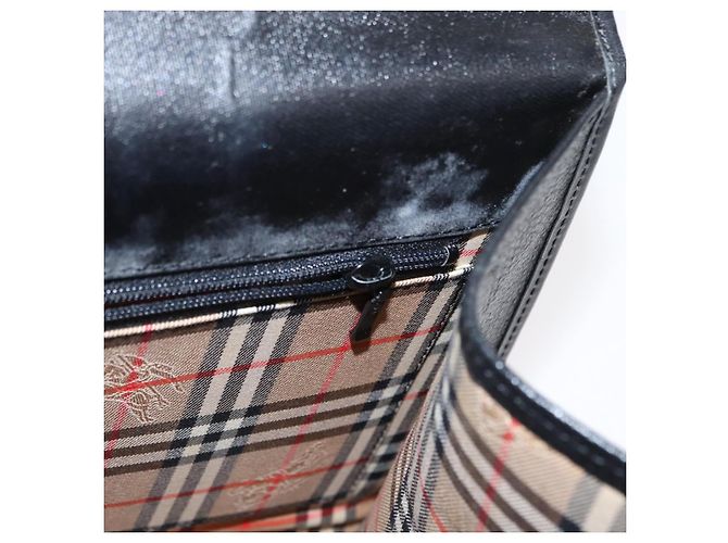 Autre Marque Borsa a mano Burberrys in pelle nera e argento Auth ep12447 Nero - vista 20