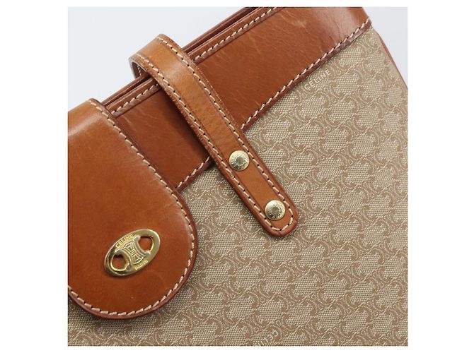 Céline Borsa Tote in Tela Macadam CELINE PVC Beige Oro Auth 156447 D'oro - vista 10