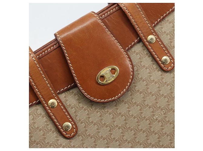 Céline Borsa Tote in Tela Macadam CELINE PVC Beige Oro Auth 156447 D'oro - vista 17