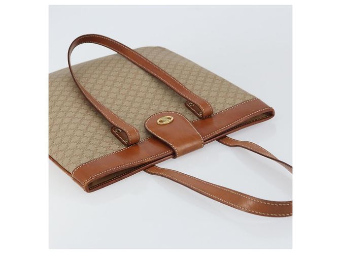 Céline Borsa Tote in Tela Macadam CELINE PVC Beige Oro Auth 156447 D'oro - vista 6
