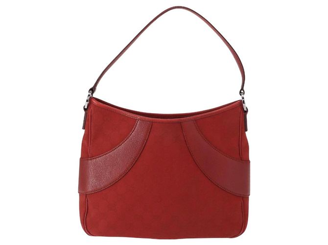 Borsa a Spalla GG Canvas Gucci Rossa Argento 113012 Auth 156421 Rosso - vista 2
