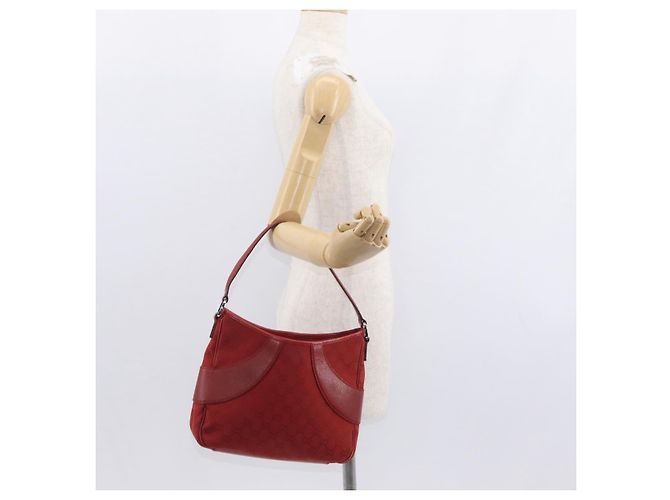 Borsa a Spalla GG Canvas Gucci Rossa Argento 113012 Auth 156421 Rosso - vista 21