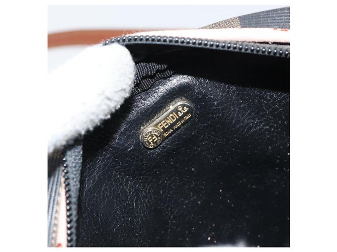 Pequin Borsa a Spalla in Tela Pecan FENDI PVC Nero Marrone oro Auth 155395 D'oro - vista 11