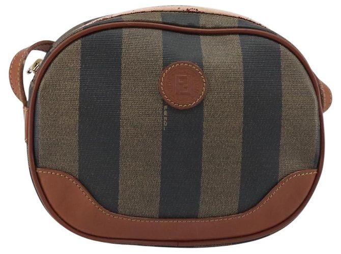 Pequin Borsa a Spalla in Tela Pecan FENDI PVC Nero Marrone oro Auth 155395 D'oro - vista 13