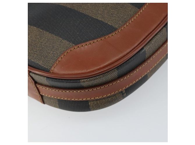 Pequin Borsa a Spalla in Tela Pecan FENDI PVC Nero Marrone oro Auth 155395 D'oro - vista 14