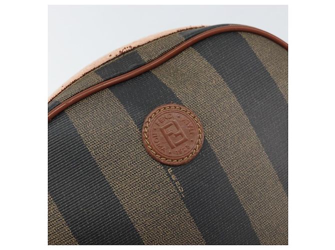 Pequin Borsa a Spalla in Tela Pecan FENDI PVC Nero Marrone oro Auth 155395 D'oro - vista 17