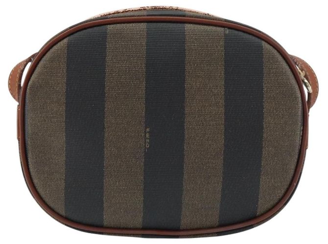 Pequin Borsa a Spalla in Tela Pecan FENDI PVC Nero Marrone oro Auth 155395 D'oro - vista 2