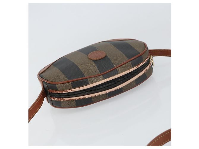 Pequin Borsa a Spalla in Tela Pecan FENDI PVC Nero Marrone oro Auth 155395 D'oro - vista 6