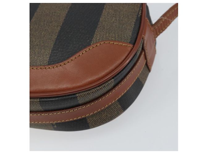Pequin Borsa a Spalla in Tela Pecan FENDI PVC Nero Marrone oro Auth 155395 D'oro - vista 9