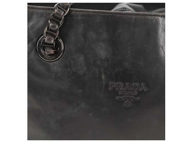 Borsa a Spalla con Catena Prada in Pelle e Nylon Nera Auth ep12271 Nero - vista 2