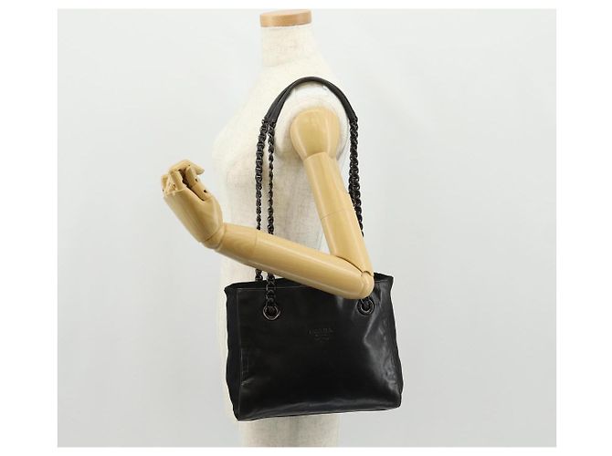 Borsa a Spalla con Catena Prada in Pelle e Nylon Nera Auth ep12271 Nero - vista 26