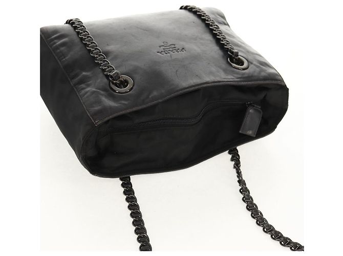 Borsa a Spalla con Catena Prada in Pelle e Nylon Nera Auth ep12271 Nero - vista 8