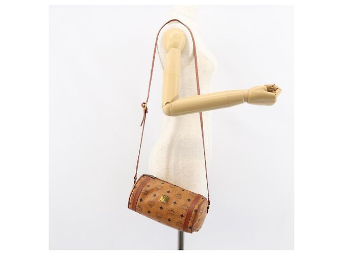 Borsa a Spalla MCM Logogram Vicetos in Pelle PVC Marrone Oro Auth gh1398 D'oro - vista 19