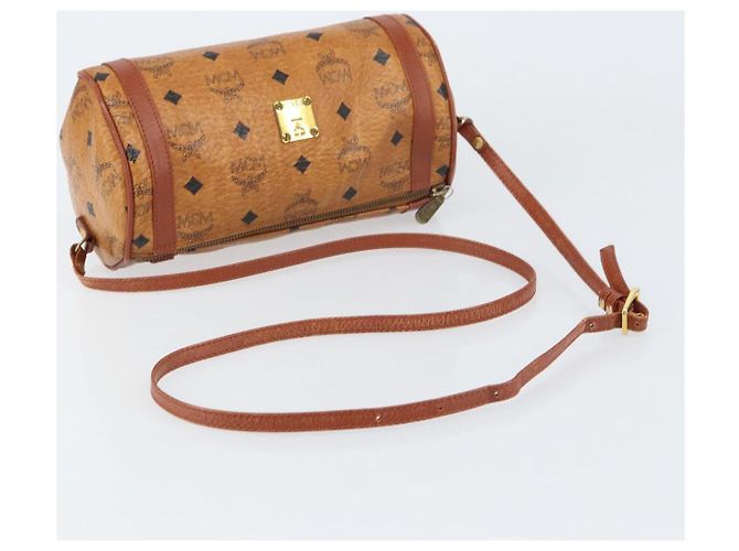 Borsa a Spalla MCM Logogram Vicetos in Pelle PVC Marrone Oro Auth gh1398 D'oro - vista 7