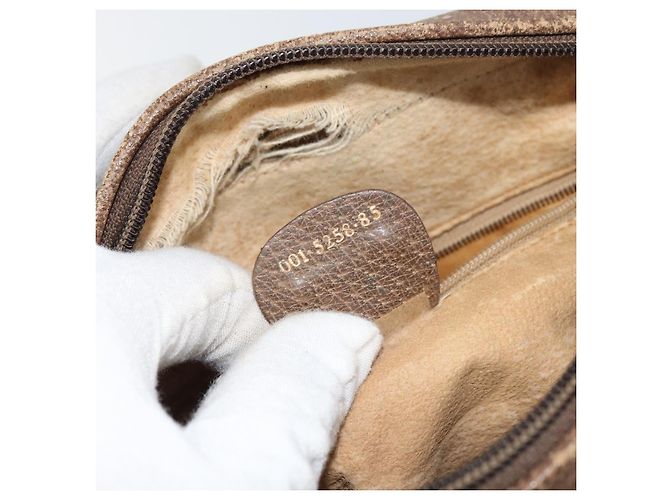 Gucci Borsa a Spalla GG Supreme PVC Beige Oro Auth ep12302 D'oro - vista 12