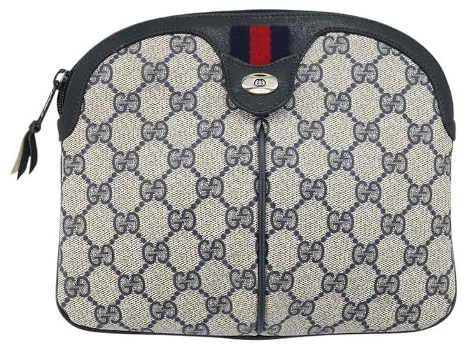 Gucci Borsa GG Supreme Sherry Line in PVC Blu Navy Oro Rosso 904 02 047 Auth ep12415 D'oro - vista 13