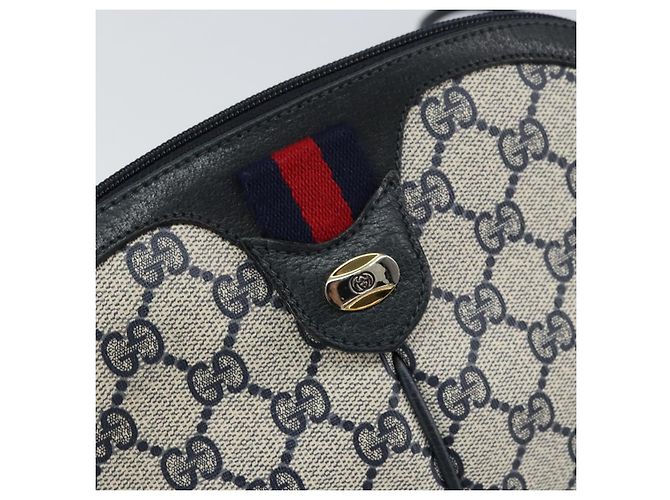 Gucci Borsa GG Supreme Sherry Line in PVC Blu Navy Oro Rosso 904 02 047 Auth ep12415 D'oro - vista 18