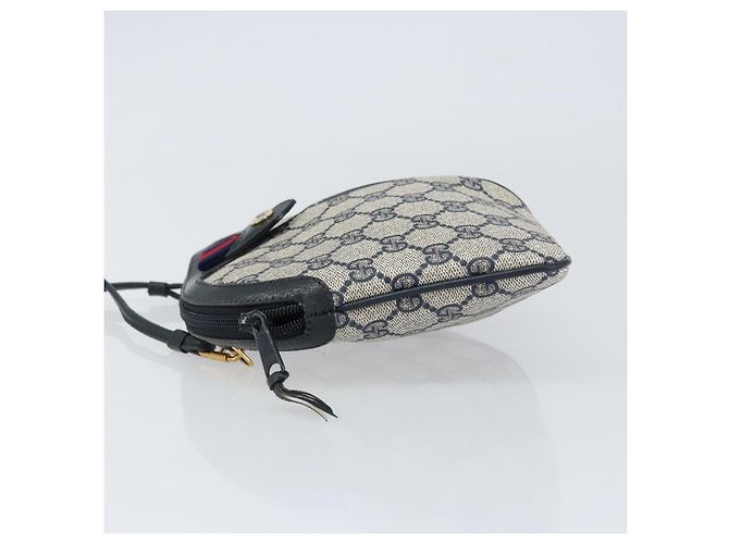 Gucci Borsa GG Supreme Sherry Line in PVC Blu Navy Oro Rosso 904 02 047 Auth ep12415 D'oro - vista 4