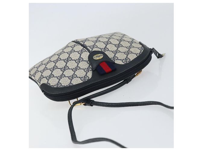 Gucci Borsa GG Supreme Sherry Line in PVC Blu Navy Oro Rosso 904 02 047 Auth ep12415 D'oro - vista 6