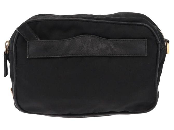 Borsa a Spalla PRADA in Nylon Pelle Nera Oro Auth ki6206 Nero D'oro - vista 13