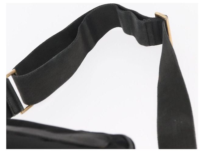 Borsa a Spalla PRADA in Nylon Pelle Nera Oro Auth ki6206 Nero D'oro - vista 14
