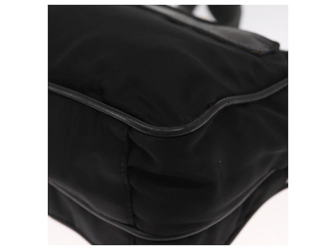 Borsa a Spalla PRADA in Nylon Pelle Nera Oro Auth ki6206 Nero D'oro - vista 16