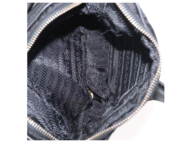 Borsa a Spalla PRADA in Nylon Pelle Nera Oro Auth ki6206 Nero D'oro - vista 23