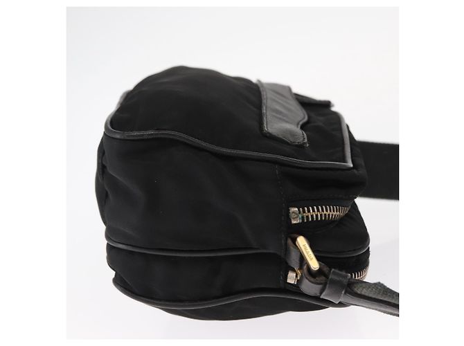 Borsa a Spalla PRADA in Nylon Pelle Nera Oro Auth ki6206 Nero D'oro - vista 3