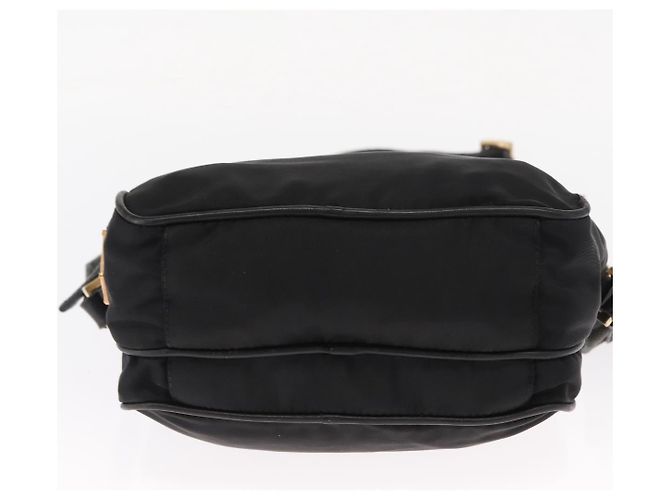 Borsa a Spalla PRADA in Nylon Pelle Nera Oro Auth ki6206 Nero D'oro - vista 6