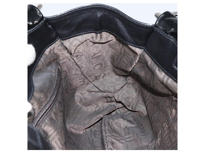 Gancini Tote Bag Salvatore Ferragamo Emaille Schwarz Silber Auth BA8785 - Ansicht 18