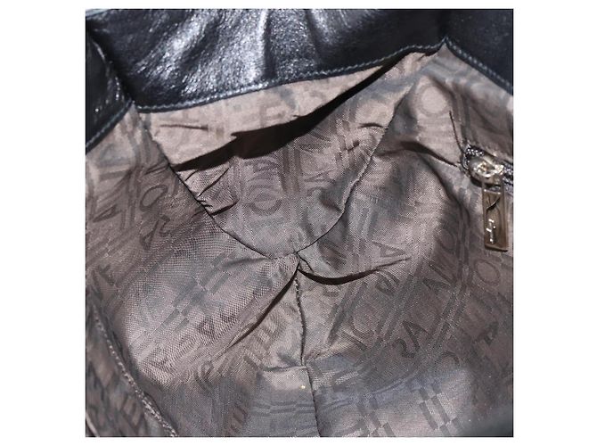 Gancini Tote Bag Salvatore Ferragamo Emaille Schwarz Silber Auth BA8785 - Ansicht 19