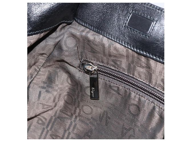 Gancini Tote Bag Salvatore Ferragamo Emaille Schwarz Silber Auth BA8785 - Ansicht 20