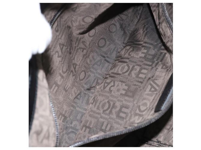 Gancini Tote Bag Salvatore Ferragamo Emaille Schwarz Silber Auth BA8785 - Ansicht 21